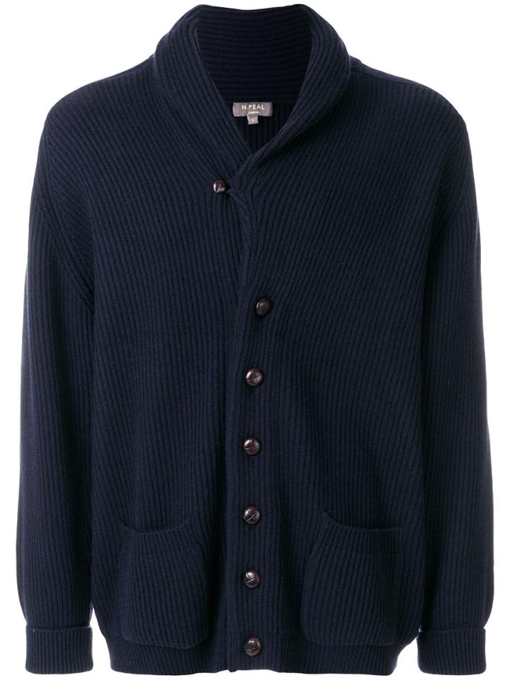 N.peal Kensington Button Front Cardigan - Blue