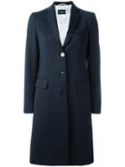 Emporio Armani Single Breasted Overcoat, Women's, Size: 46, Blue, Virgin Wool/spandex/elastane/polyester/viscose
