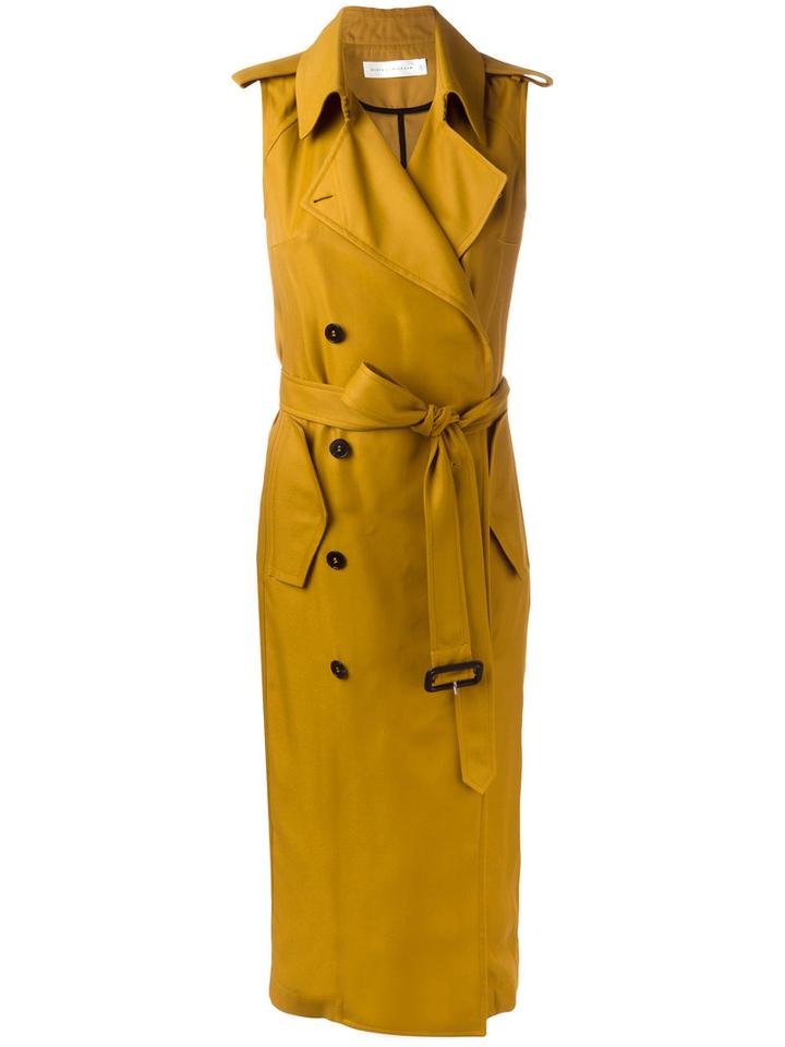 Victoria Beckham Sleeveless Trench Coat, Women's, Size: 8, Yellow/orange, Viscose/leather