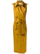 Victoria Beckham Sleeveless Trench Coat, Women's, Size: 8, Yellow/orange, Viscose/leather