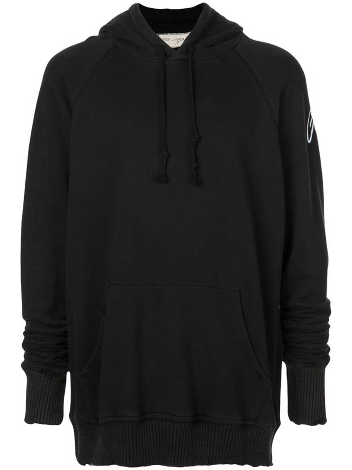 Greg Lauren Contrast Logo Hoodie - Black