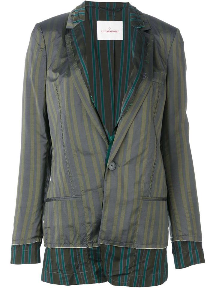A.f.vandevorst '161 Barefoot' Blazer, Women's, Size: 34, Green, Cupro