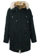 Yves Salomon Homme Zipped Hooded Jacket, Men's, Size: 48, Black, Rabbit Fur/acrylic/lyocell/coyote Fur