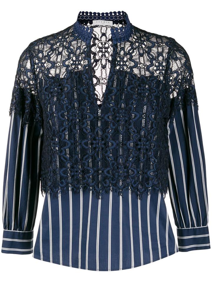 Sandro Paris Crochet Layered Shirt - Blue
