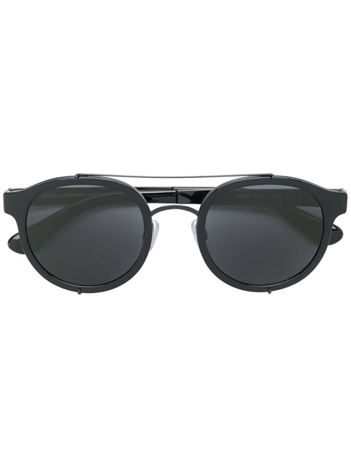 Dolce & Gabbana Eyewear Round Double Bridge Sunglasses - Black