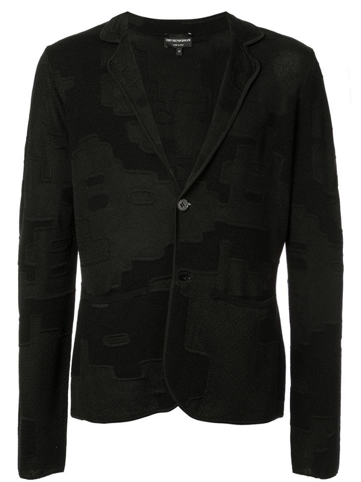 Emporio Armani Jacquard Camouflage Blazer - Black