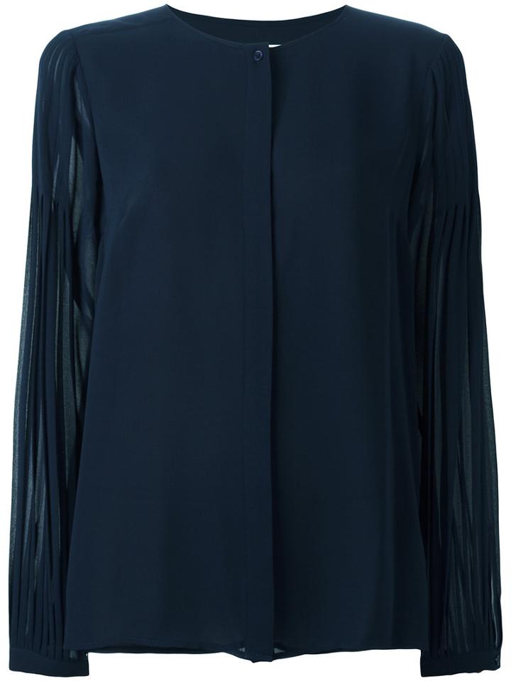 Michael Michael Kors - Pleated Sleeves Blouse - Women - Polyester - Xxs, Blue, Polyester