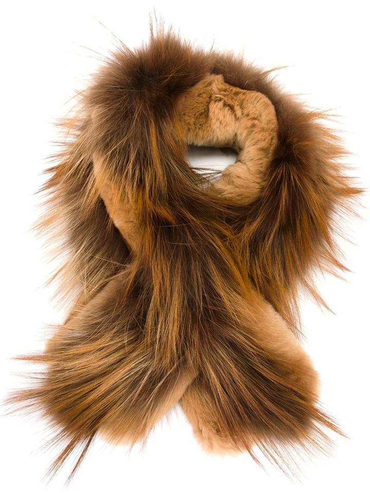 Max Mara Studio Rabbit Fur Scarf, Women's, Brown, Viscose/rabbit Fur
