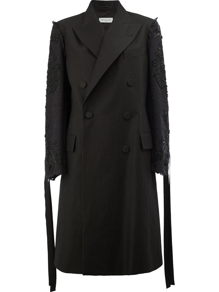 Dries Van Noten - Sequin Embellished Trenchcoat - Women - Cotton/linen/flax - S, Women's, Black, Cotton/linen/flax