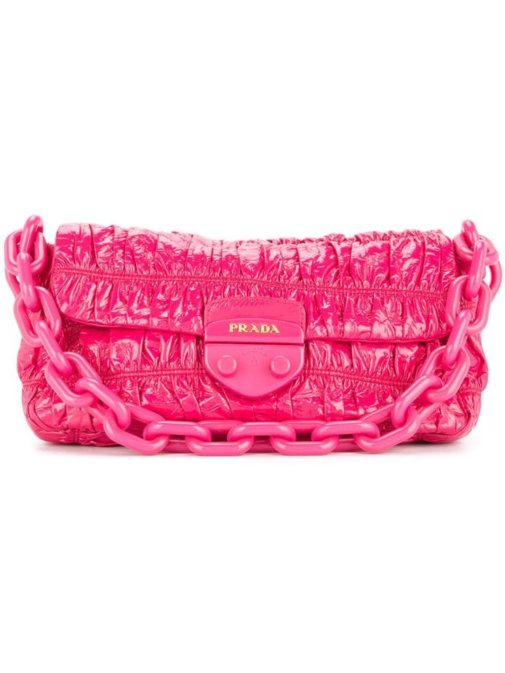 Prada Vintage Vernice Gaufre Chain Shoulder Bag - Pink
