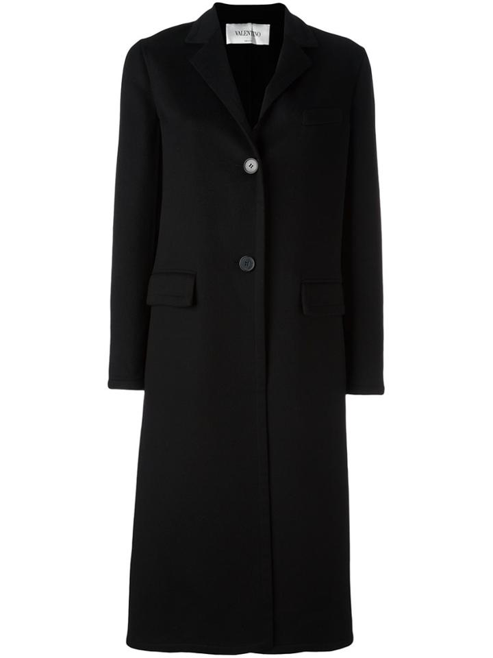 Valentino Single Breasted Coat - Black