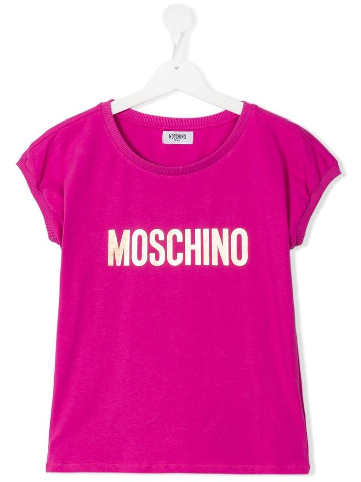 Moschino Kids Logo Print T-shirt, Girl's, Size: 14 Yrs, Pink/purple