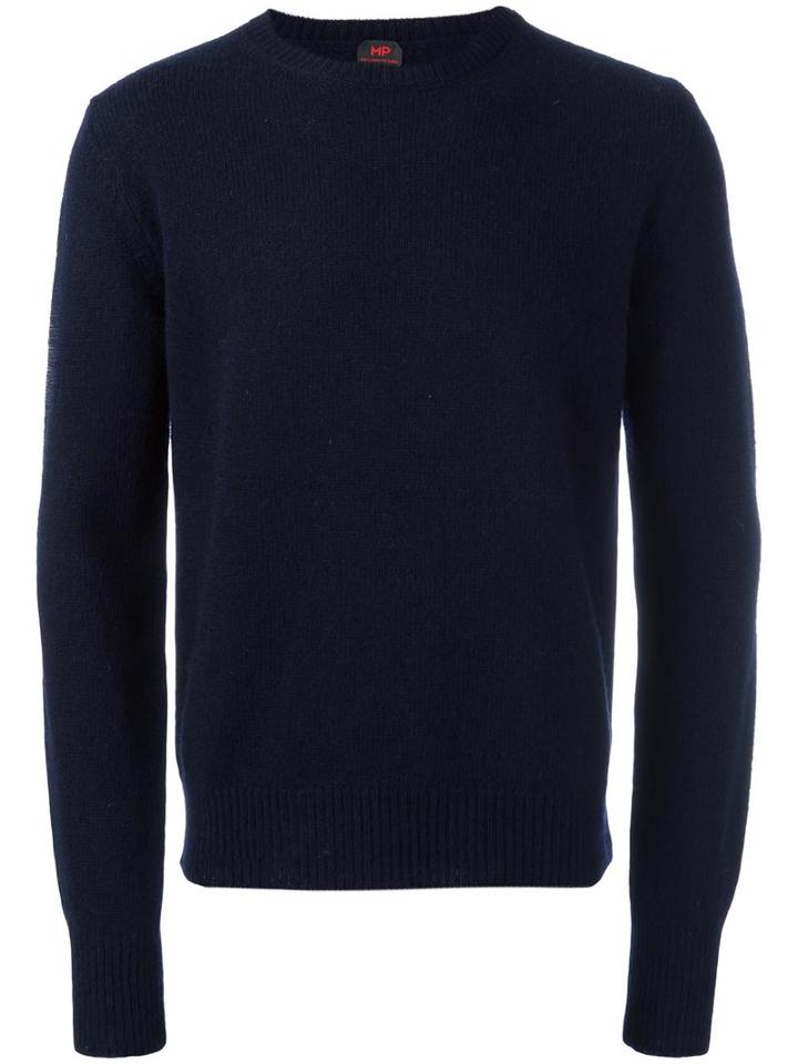 Mp Massimo Piombo Shetland Wool Classic Sweater, Men's, Size: Small, Blue, Virgin Wool