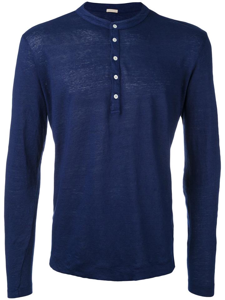Massimo Alba - Buttoned Sweatshirt - Men - Linen/flax - L, Blue, Linen/flax
