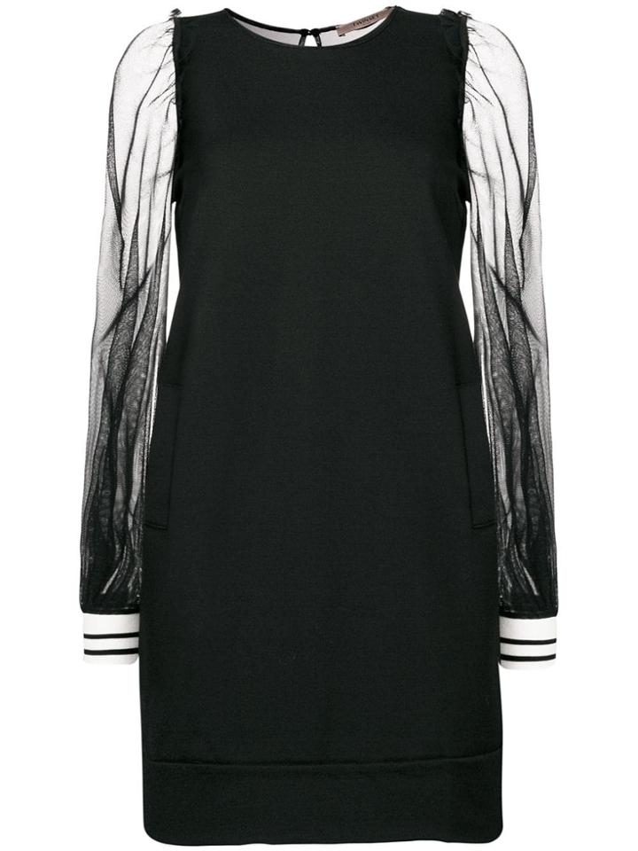 Twin-set Sheer Sleeve Dress - Black