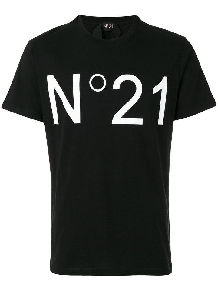 No21 Logo Print T-shirt, Men's, Size: Large, Black, Cotton