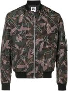 Les Hommes Urban Camouflage Print Bomber Jacket - Green