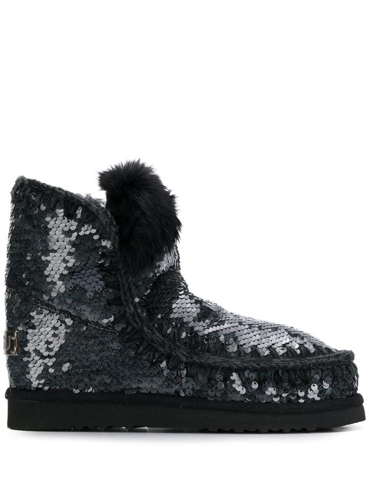 Mou Sequin Embellished Eskimo Boots - Blue