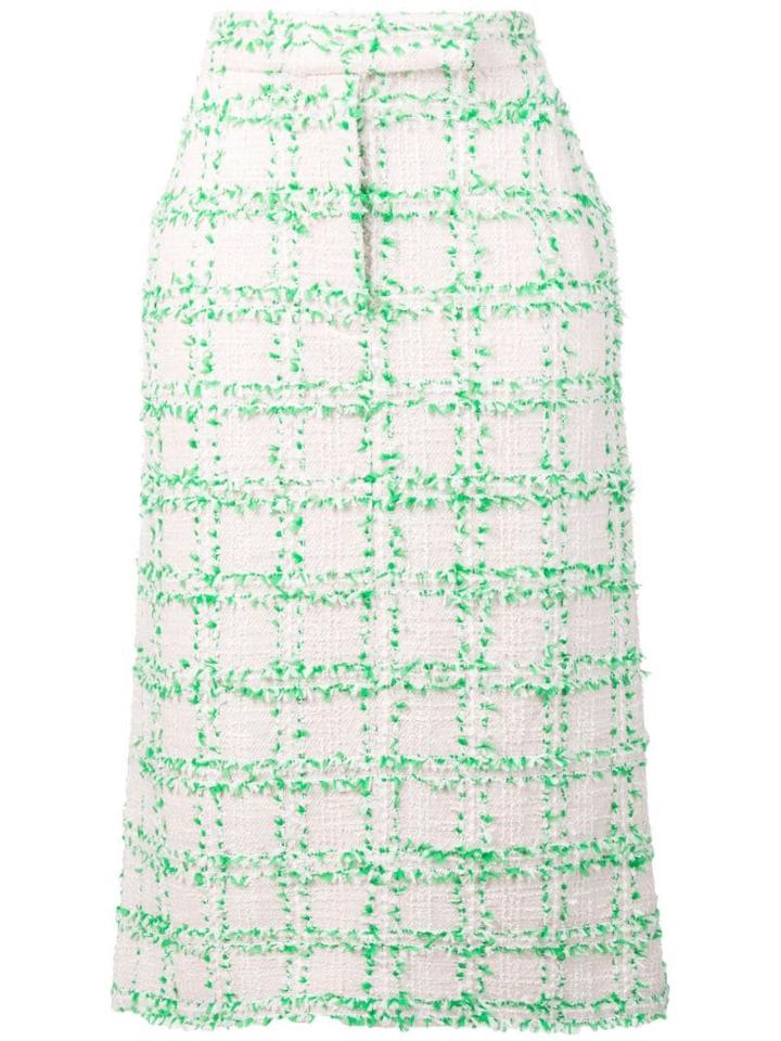 Thom Browne Overcheck Tweed Sack Skirt - White
