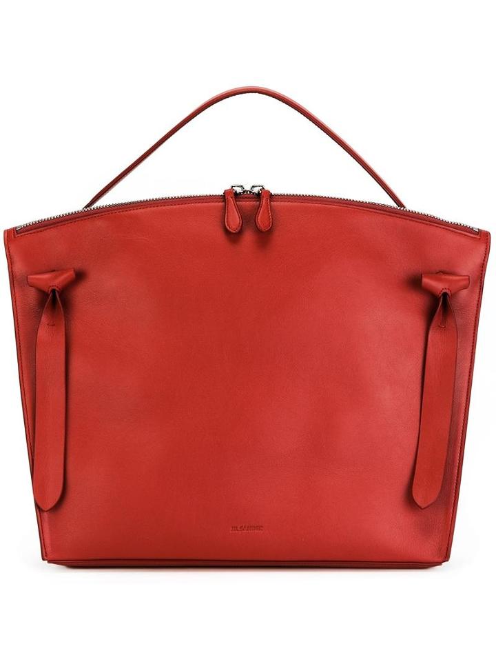 Jil Sander 'hill' Tote, Women's, Red, Calf Leather