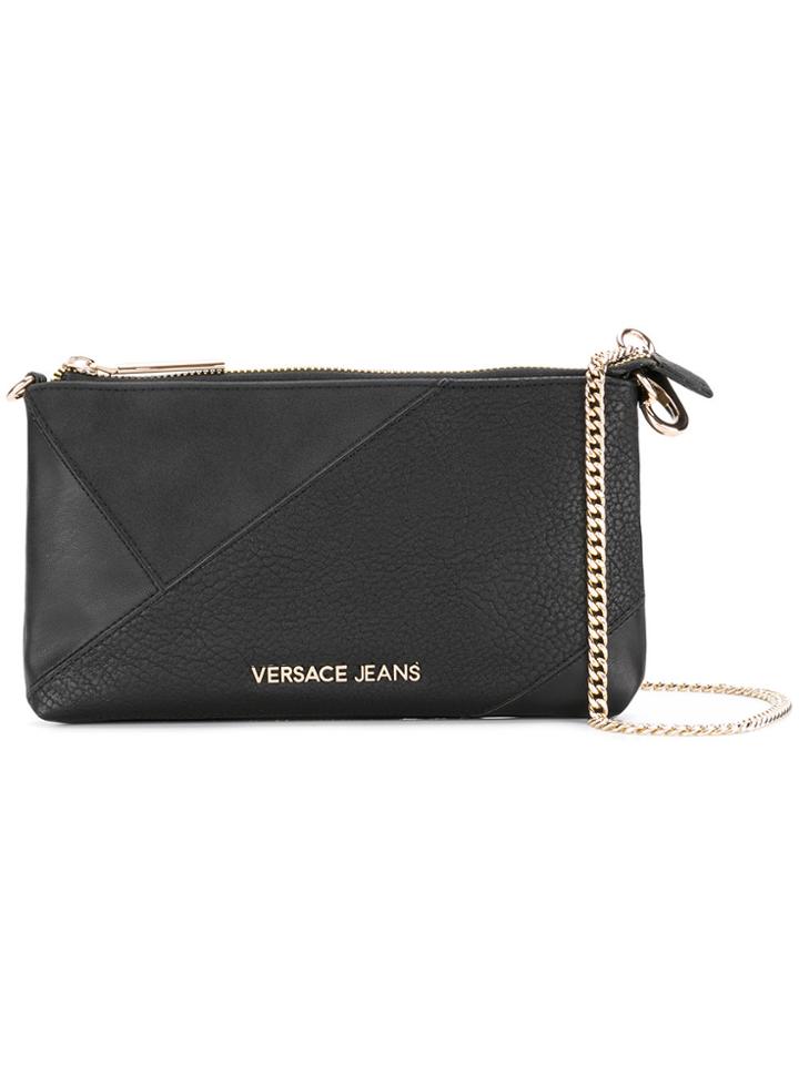 Versace Jeans Paneled Foldover Shoulder Bag - Black