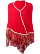 Antonia Zander 'fransenschal' Poncho, Women's, Red, Leather/cashmere