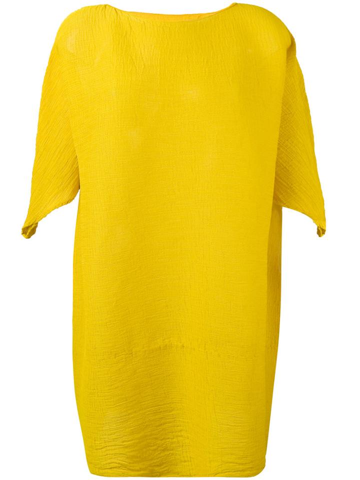 Issey Miyake Cauliflower - Pleated Shift Dress - Women - Polyester - One Size, Yellow/orange, Polyester