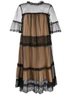 Twin-set Sheer Lace Shift Dress - Black