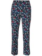 Prada Abstract Floral-print Trousers - Blue