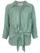 Adriana Degreas Front Tie Striped Shirt - Green