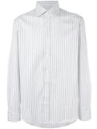 Canali Striped Shirt, Men's, Size: 42, White, Cotton
