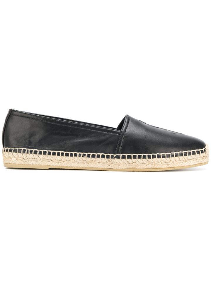 Saint Laurent Logo Embossed Espadrilles - Black