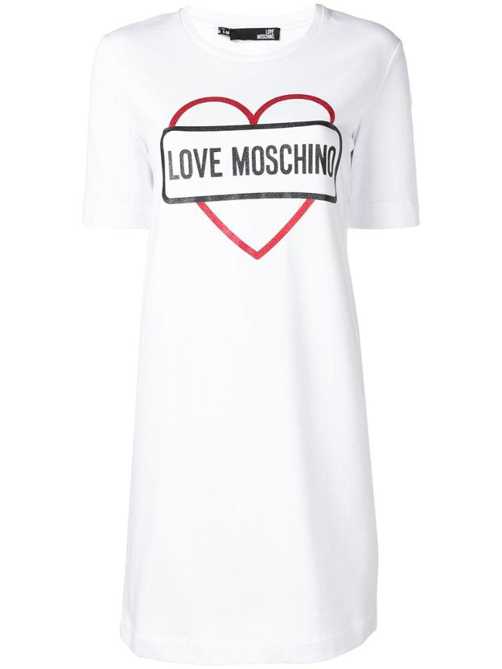 Love Moschino Glitter Print Jersey Dress - White