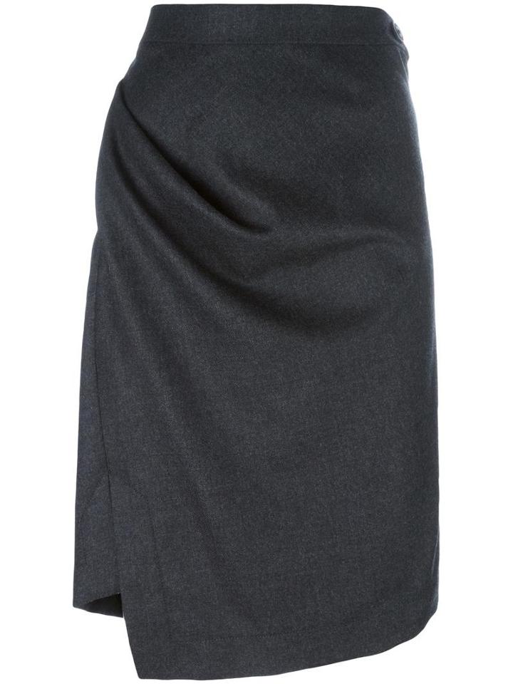 Vivienne Westwood Anglomania Asymmetric Straight Skirt, Women's, Size: 38, Grey, Virgin Wool