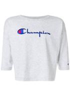 Champion Cropped Logo Embroidered Top - Grey