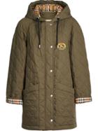 Burberry Lightweight Diamond Quilted Hooded Parka - Green