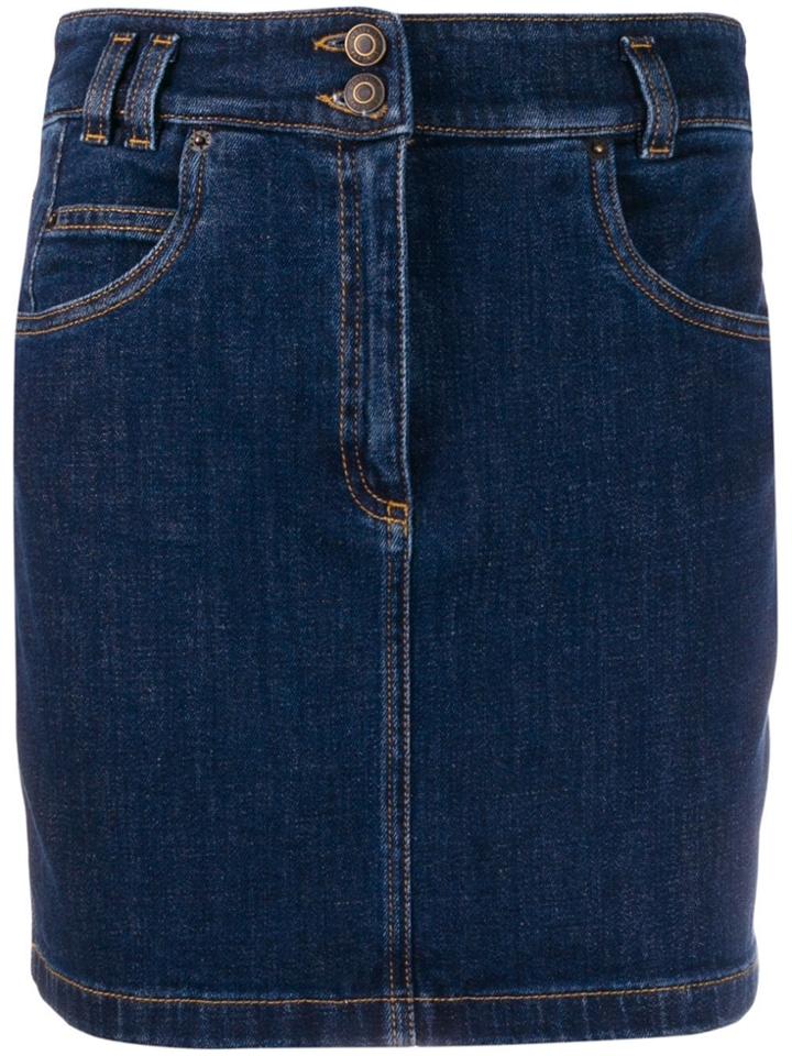 Moschino Double Button Denim Skirt - Blue
