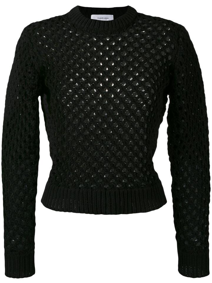 Carven - Holey Knit Sweater - Women - Cotton/nylon - S, Black, Cotton/nylon