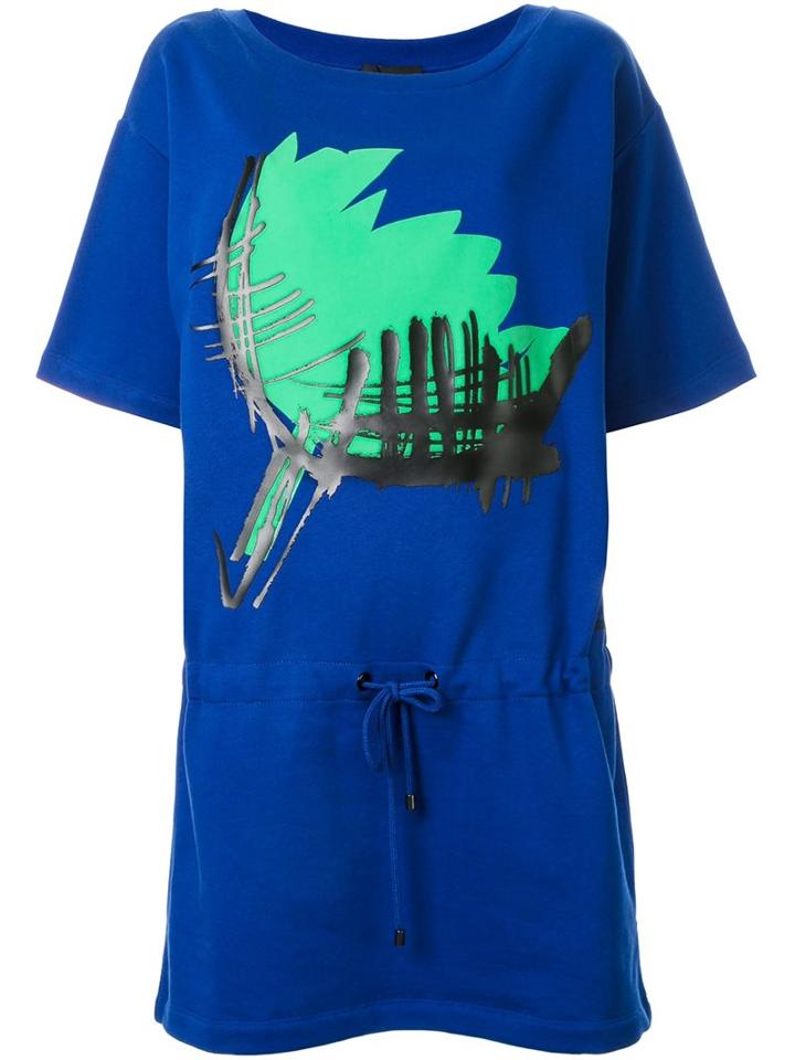 Boutique Moschino Printed Drawstring Dress, Women's, Size: 46, Blue, Cotton