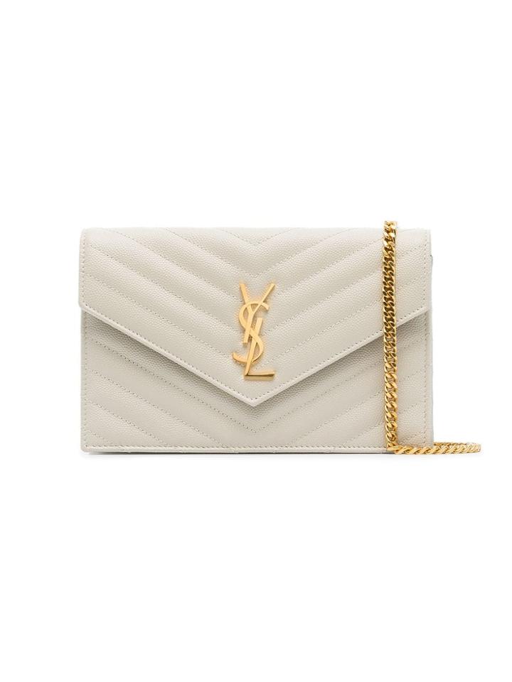 Saint Laurent Monogram Leather Cross-body Bag - White