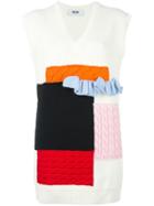 Msgm Colour Block Jumper, Women's, Size: Xs, White, Virgin Wool