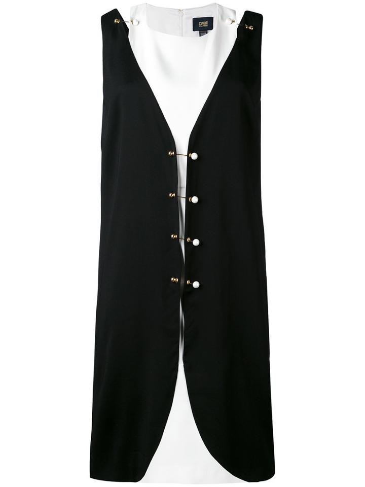 Cavalli Class - Pin Detail Layered Dress - Women - Polyester/spandex/elastane/acetate/viscose - 42, Black, Polyester/spandex/elastane/acetate/viscose