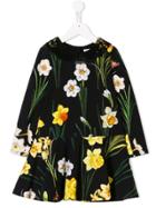 Dolce & Gabbana Kids Narcisi Print Dress - Black