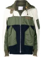 Sacai Panelled Zip-up Jacket - Green