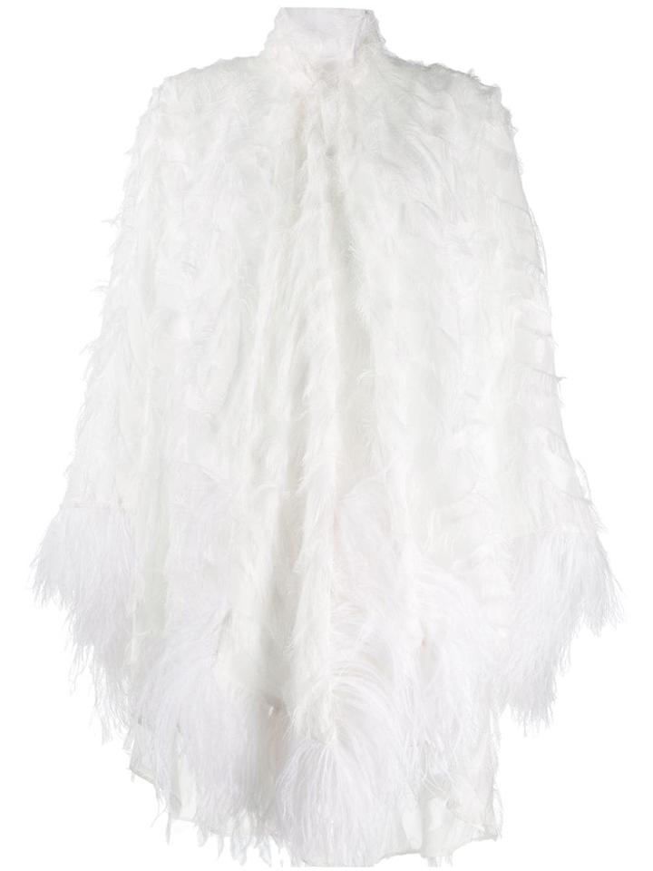 Palomo Spain Feathered Tunic Blouse - White