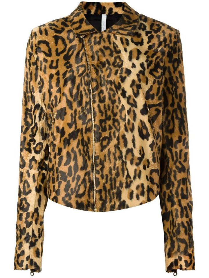 Alcoolique Animal Print Biker Jacket, Women's, Size: 40, Nude/neutrals, Polyester