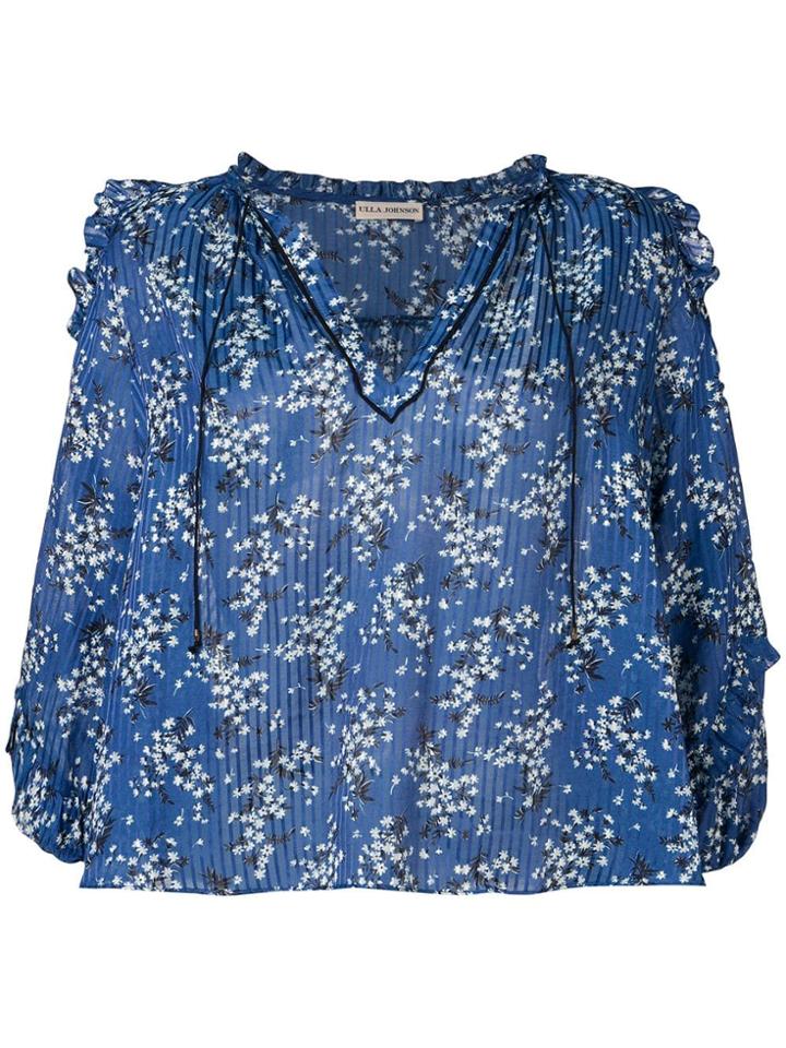 Ulla Johnson Ruffled Sleeve Floral Blouse - Blue