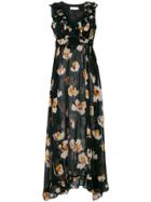 L'autre Chose Floral Print Maxi Dress - Black