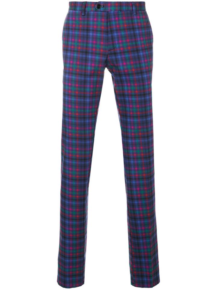 Etro Check Straight-leg Trousers - Blue