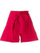 Liu Jo Belted Pleated Shorts - Red